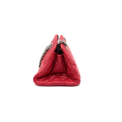 Chanel Mademoiselle Bowling Bag | Red Quilted Lizard-Embossed Leather | Silver Hardware