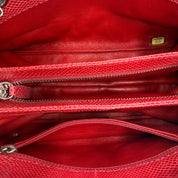Chanel Mademoiselle Bowling Bag | Red Quilted Lizard-Embossed Leather | Silver Hardware