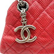 Chanel Mademoiselle Bowling Bag | Red Quilted Lizard-Embossed Leather | Silver Hardware