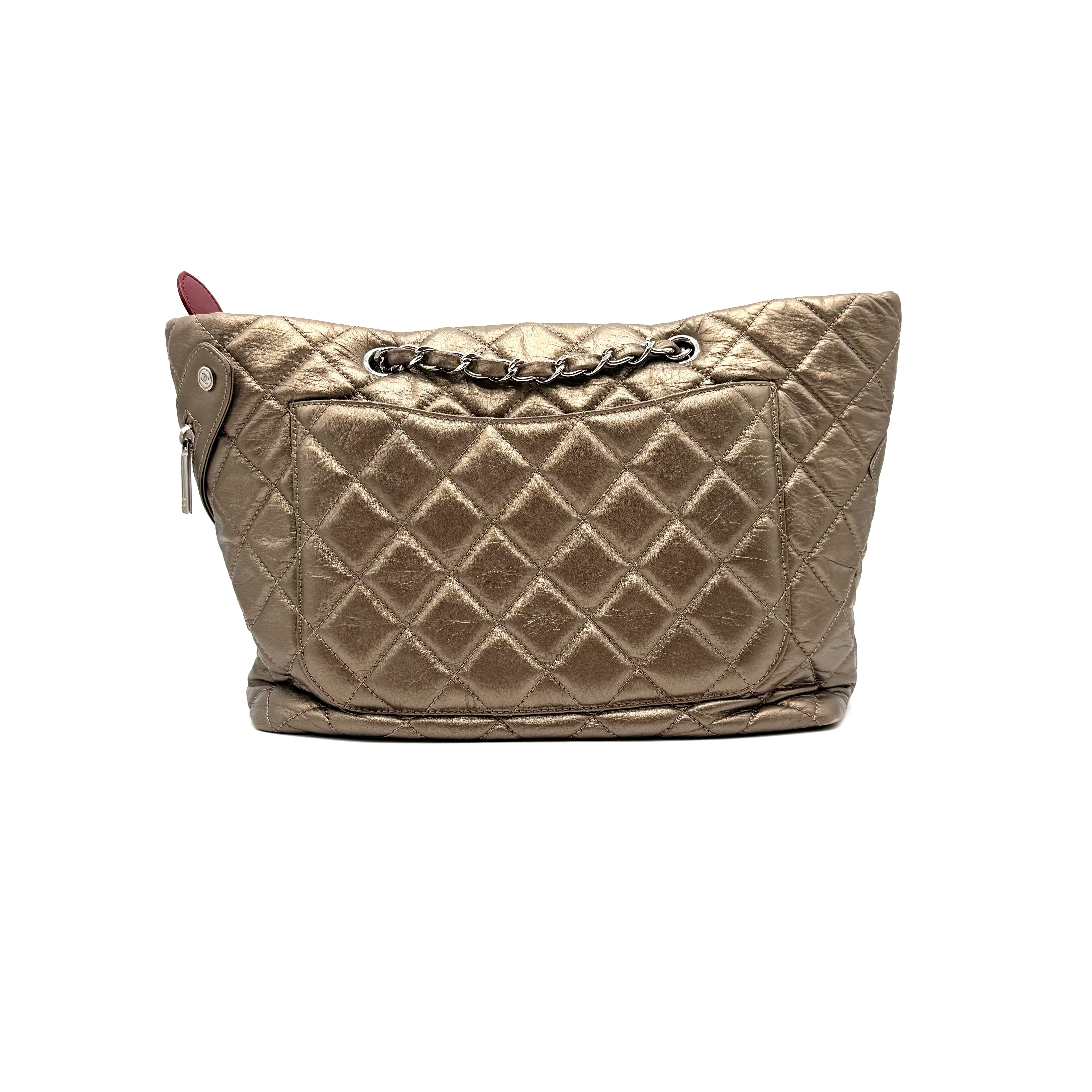 Chanel Vintage Cambon Quilted Tote | Metallic Bronze Aged Calfskin | Silver Hardware