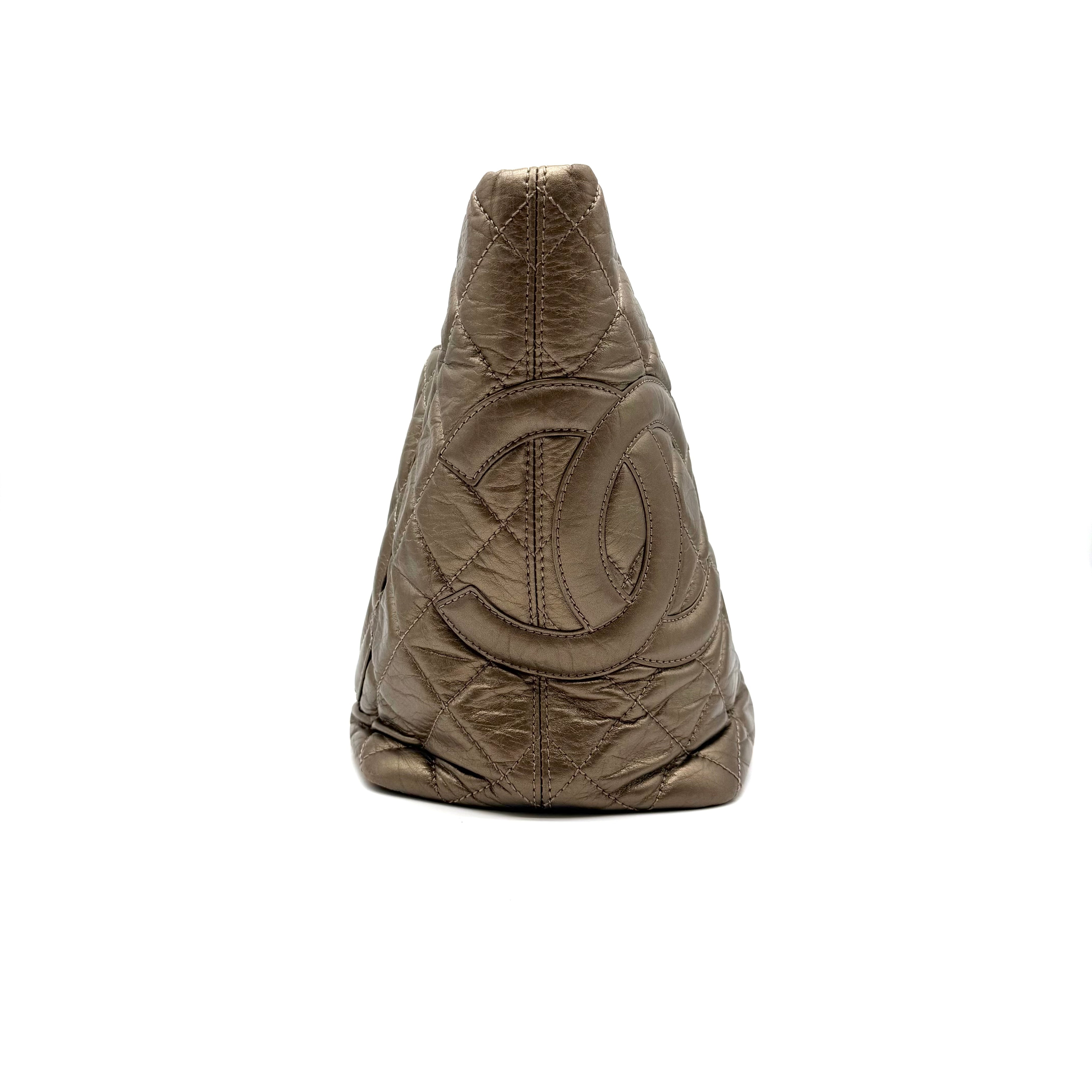 Chanel Vintage Cambon Quilted Tote | Metallic Bronze Aged Calfskin | Silver Hardware