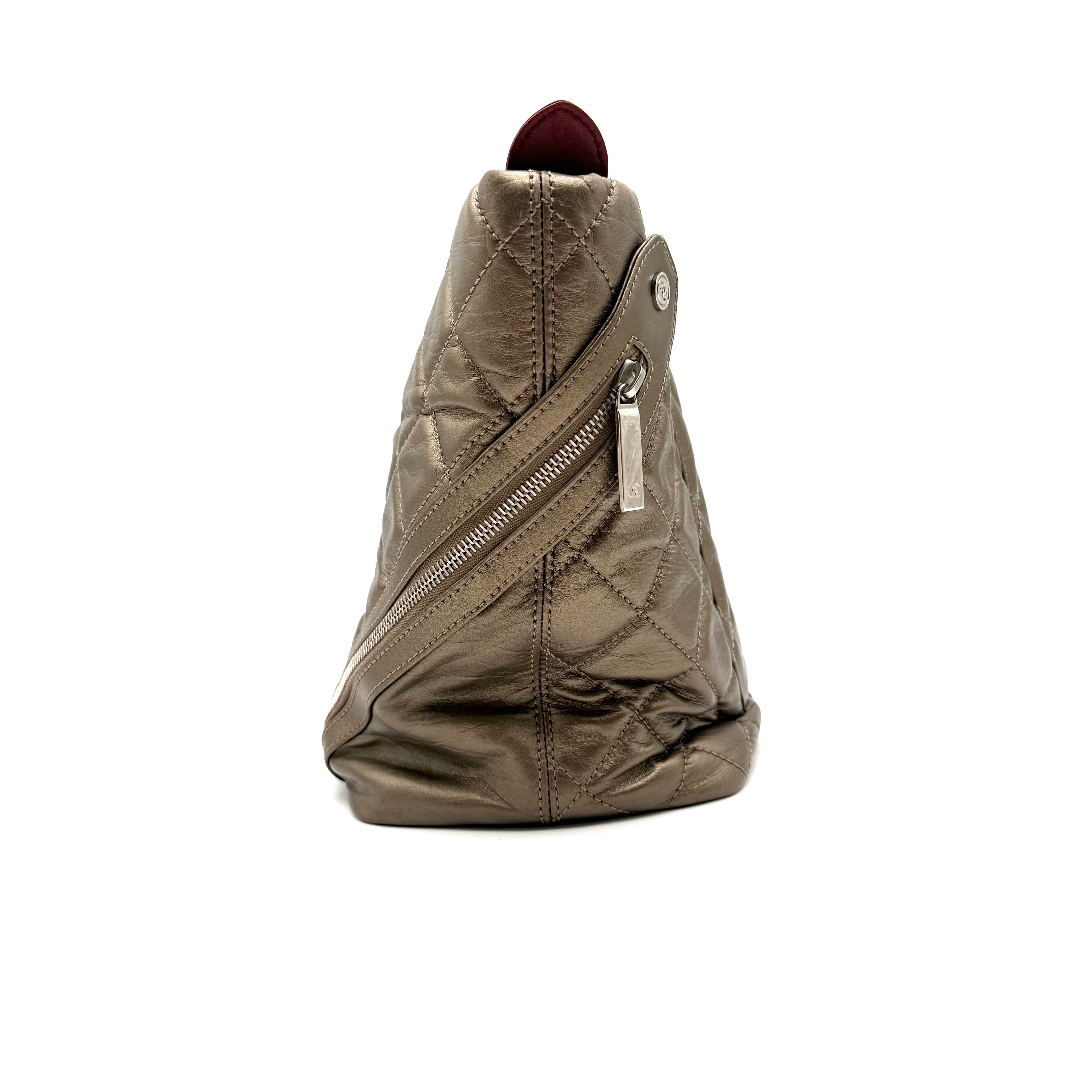Chanel Vintage Cambon Quilted Tote | Metallic Bronze Aged Calfskin | Silver Hardware