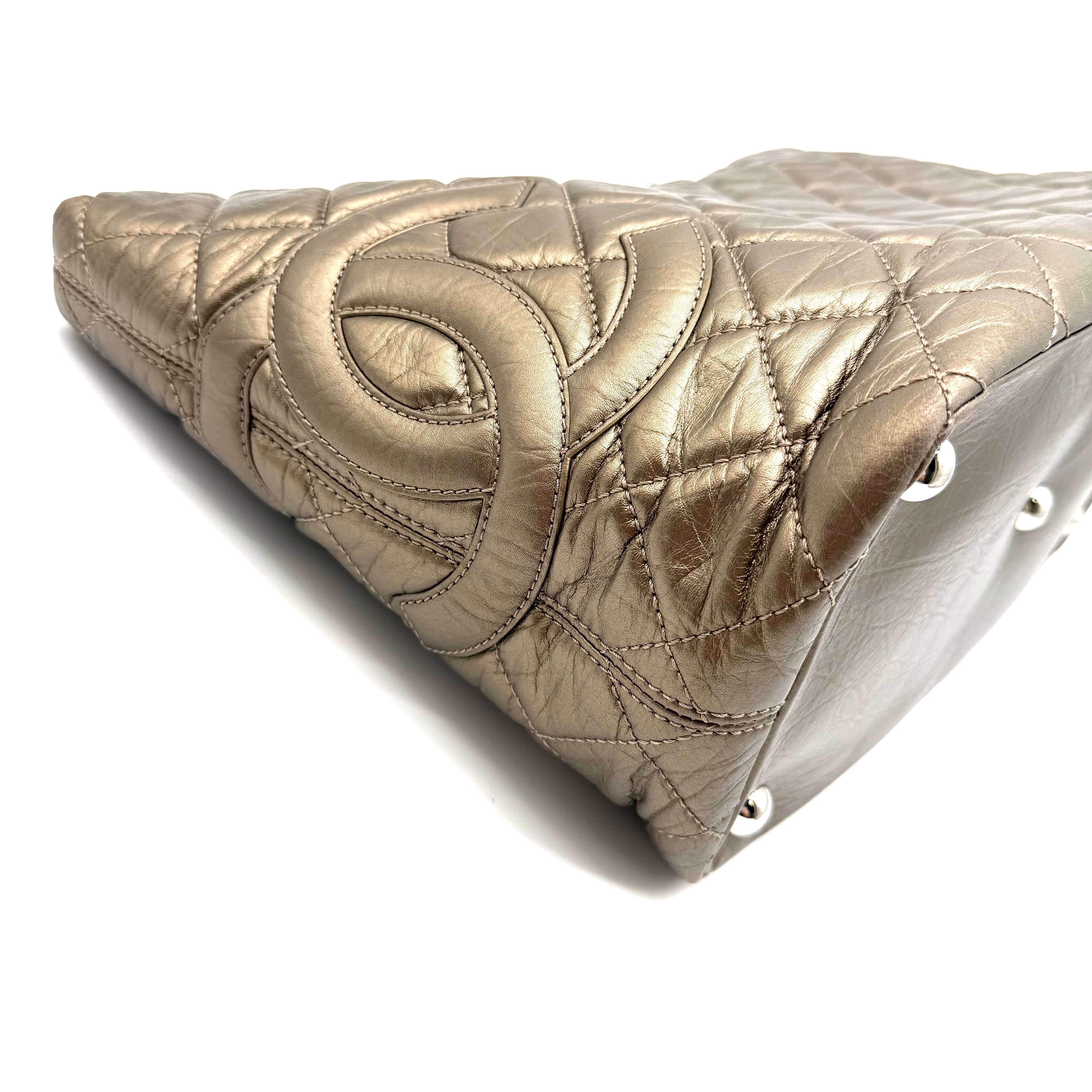 Chanel Vintage Cambon Quilted Tote | Metallic Bronze Aged Calfskin | Silver Hardware