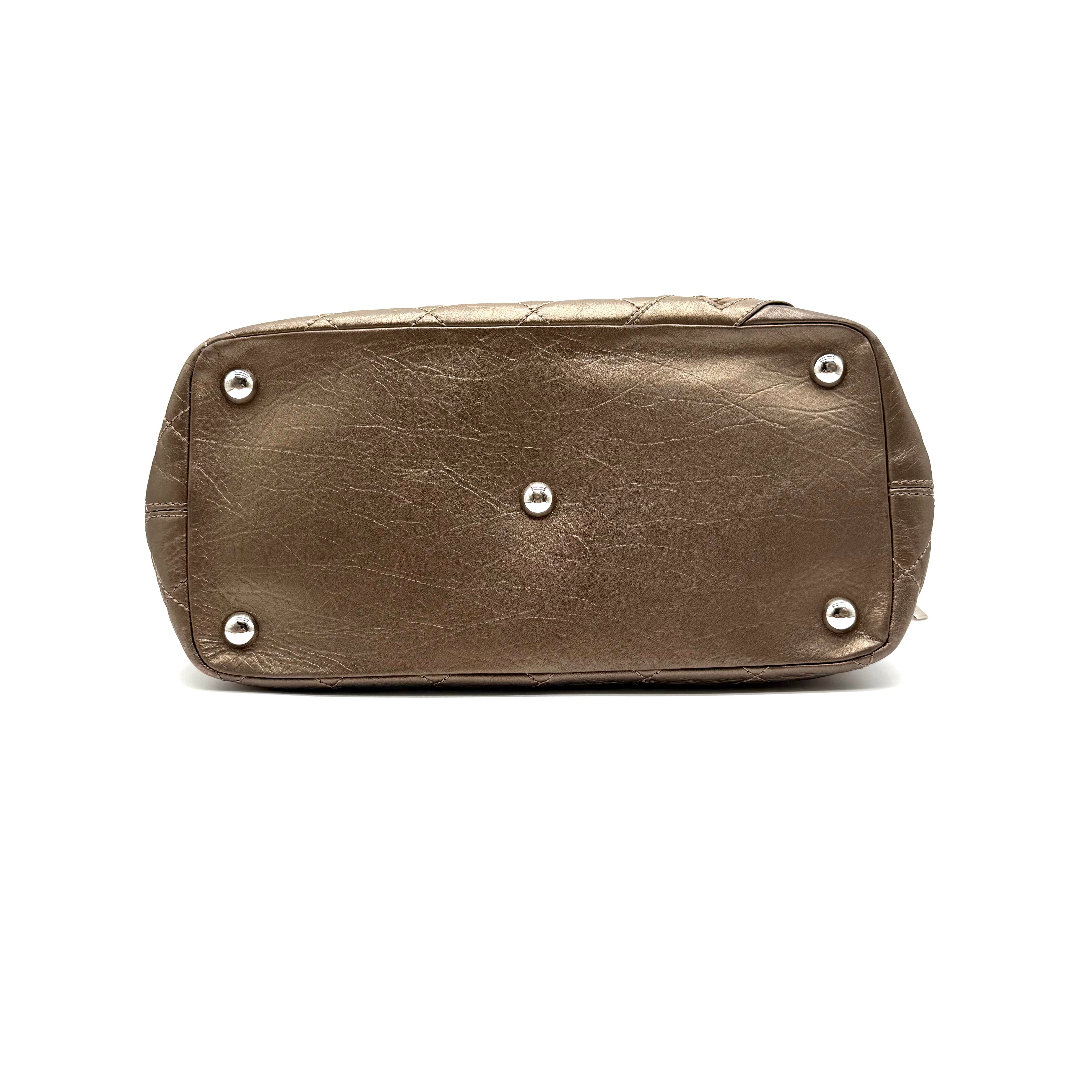 Chanel Vintage Cambon Quilted Tote | Metallic Bronze Aged Calfskin | Silver Hardware