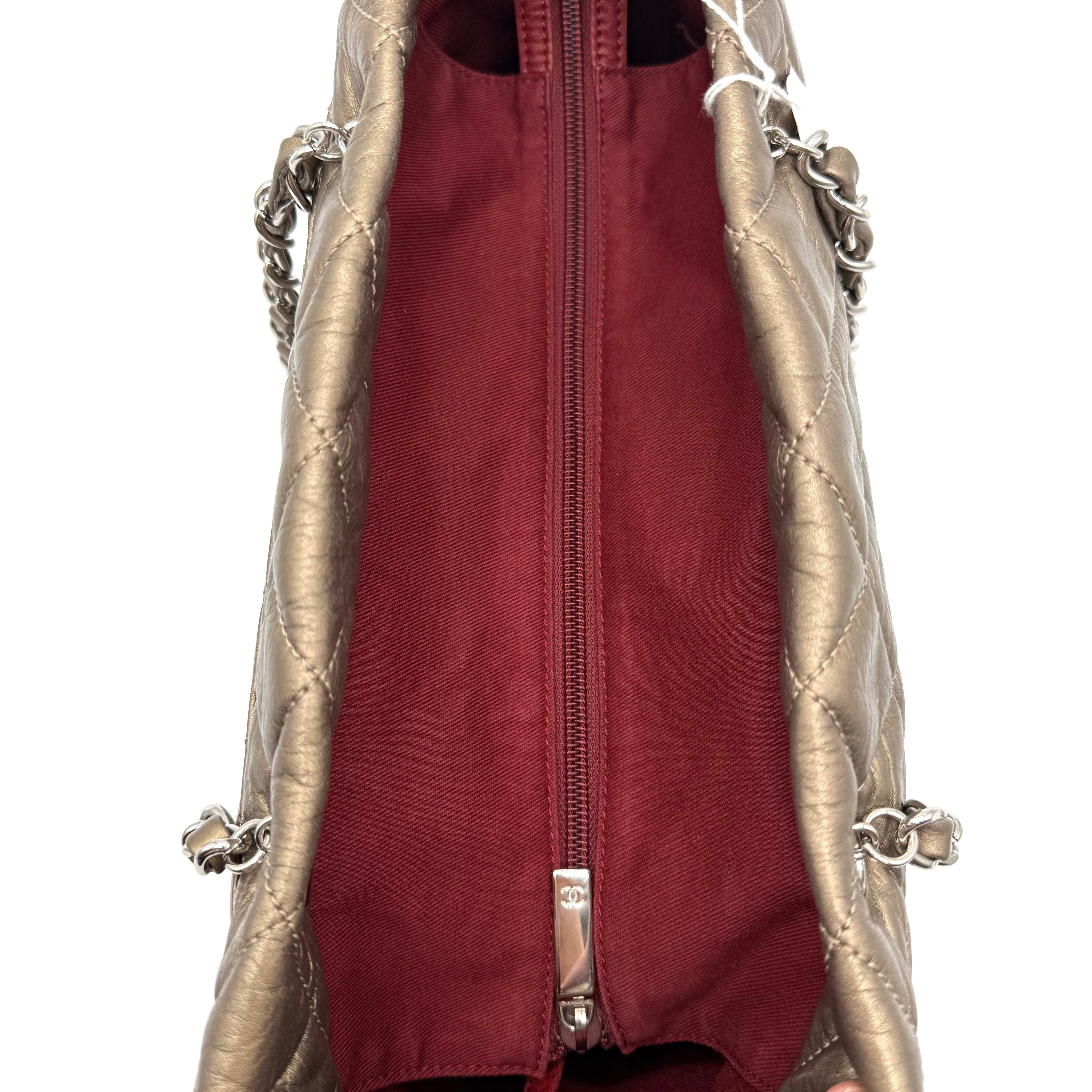 Chanel Vintage Cambon Quilted Tote | Metallic Bronze Aged Calfskin | Silver Hardware