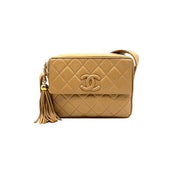 Chanel Vintage CC Tassel Camera Bag | Beige Lambskin | Gold Hardware