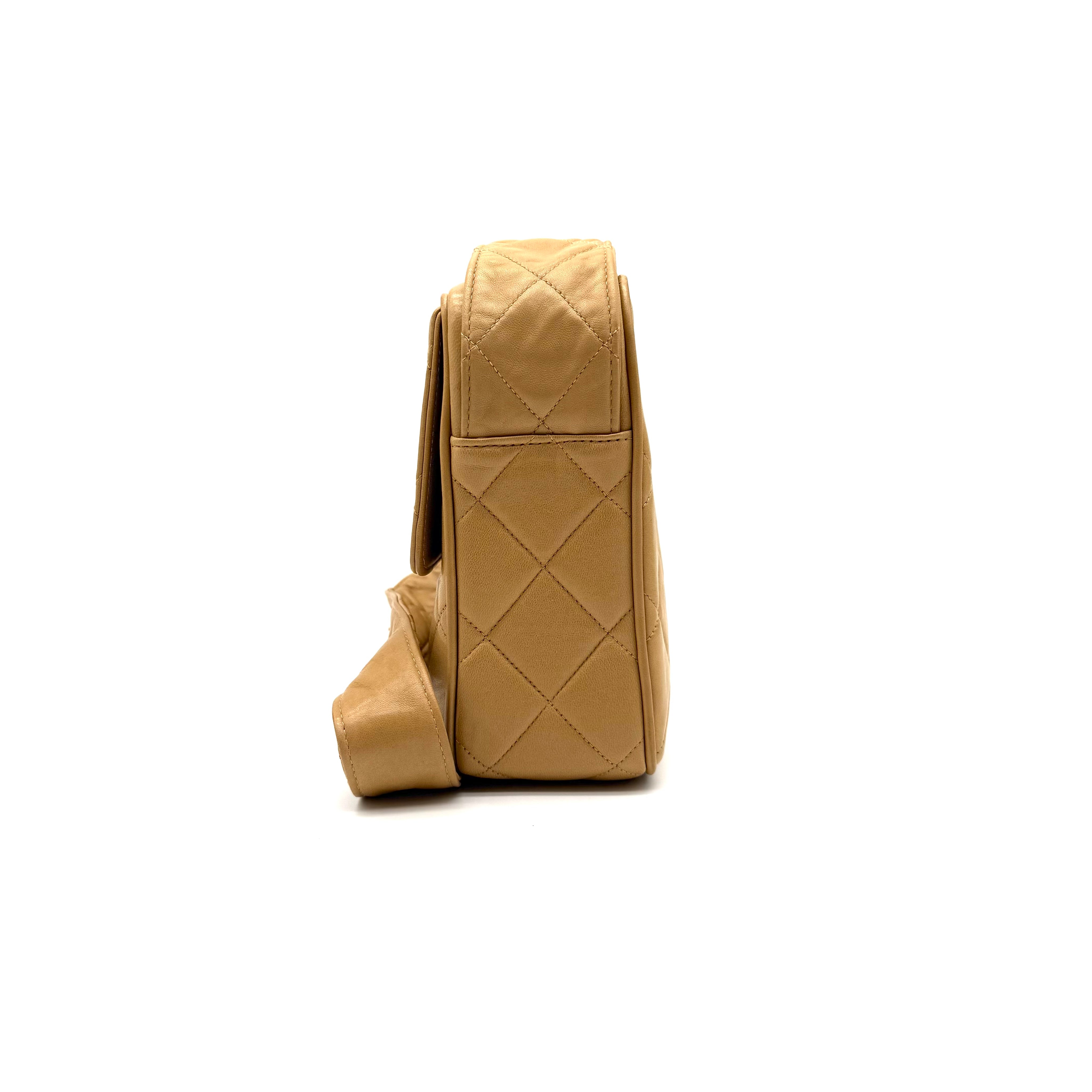 Chanel Vintage CC Tassel Camera Bag | Beige Lambskin | Gold Hardware