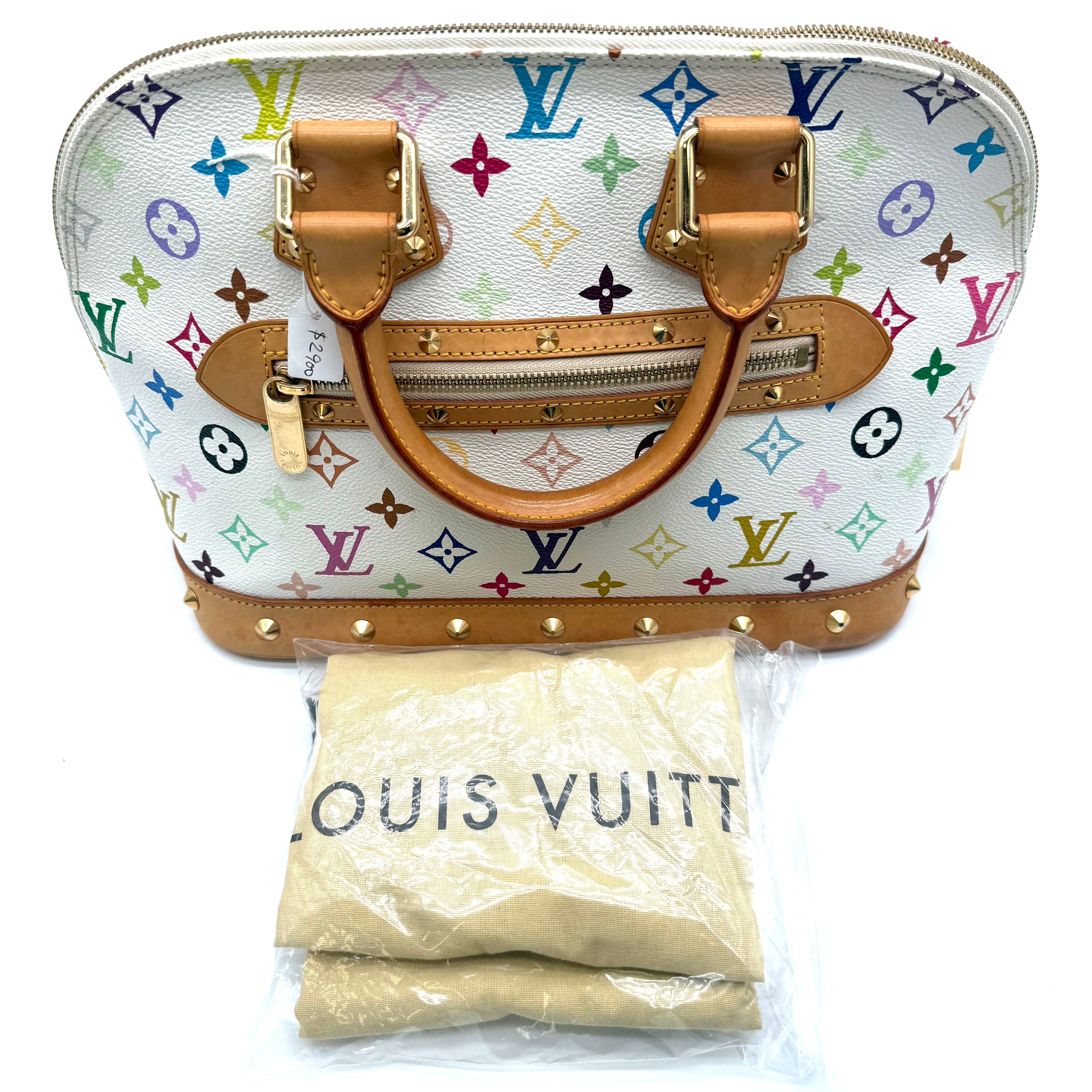 Louis Vuitton Alma MM | White Monogram Multicolore | Gold Hardware