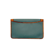 Vintage Christian Dior Envelope Clutch | Sage Canvas | Tan Leather Trim