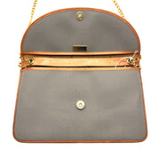 Vintage Christian Dior Envelope Clutch | Sage Canvas | Tan Leather Trim