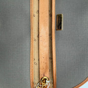 Vintage Christian Dior Envelope Clutch | Sage Canvas | Tan Leather Trim