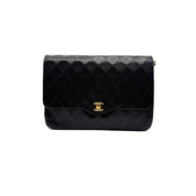 Vintage Chanel Quilted Flap Bag | Black Lambskin | Gold Hardware