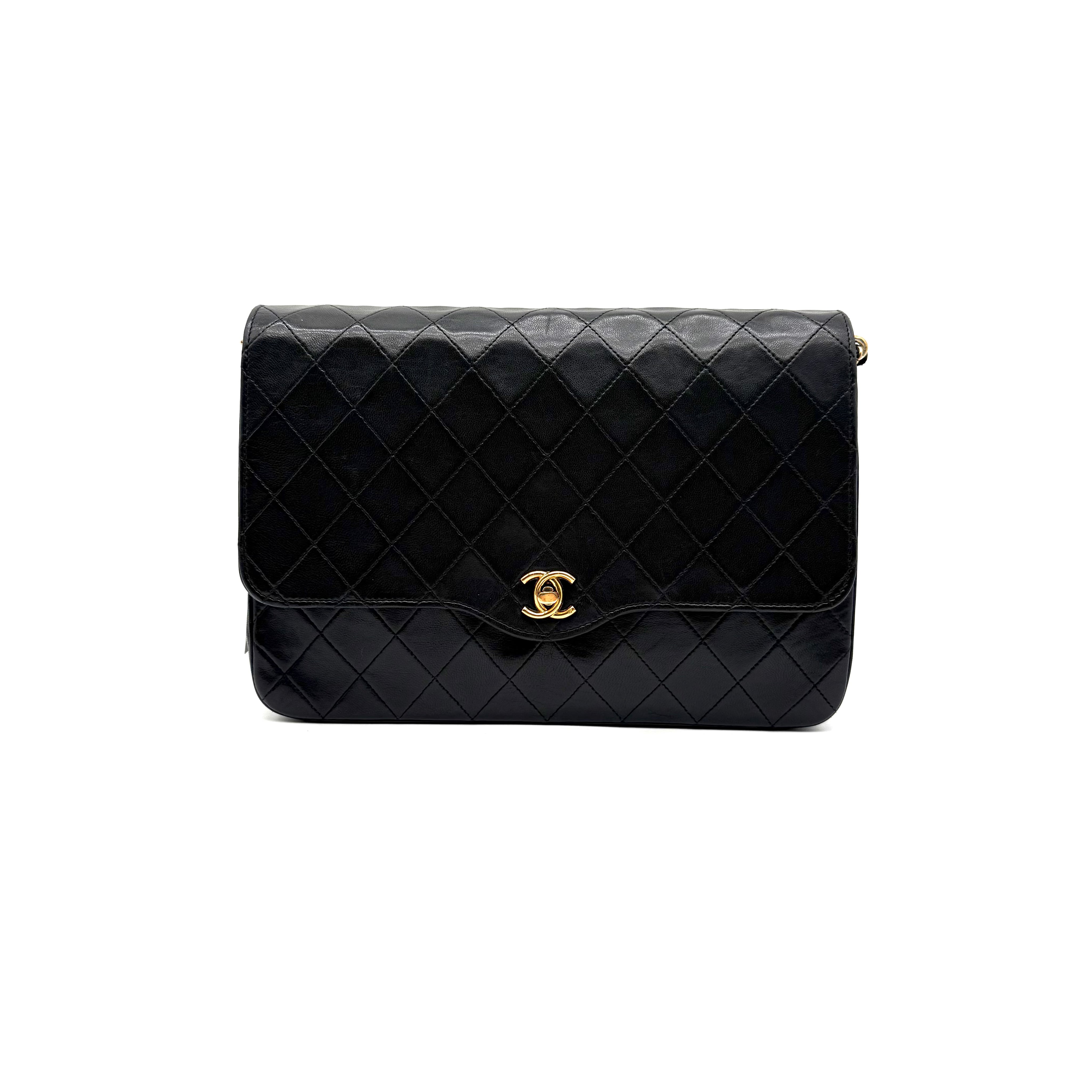 Vintage Chanel Quilted Flap Bag | Black Lambskin | Gold Hardware