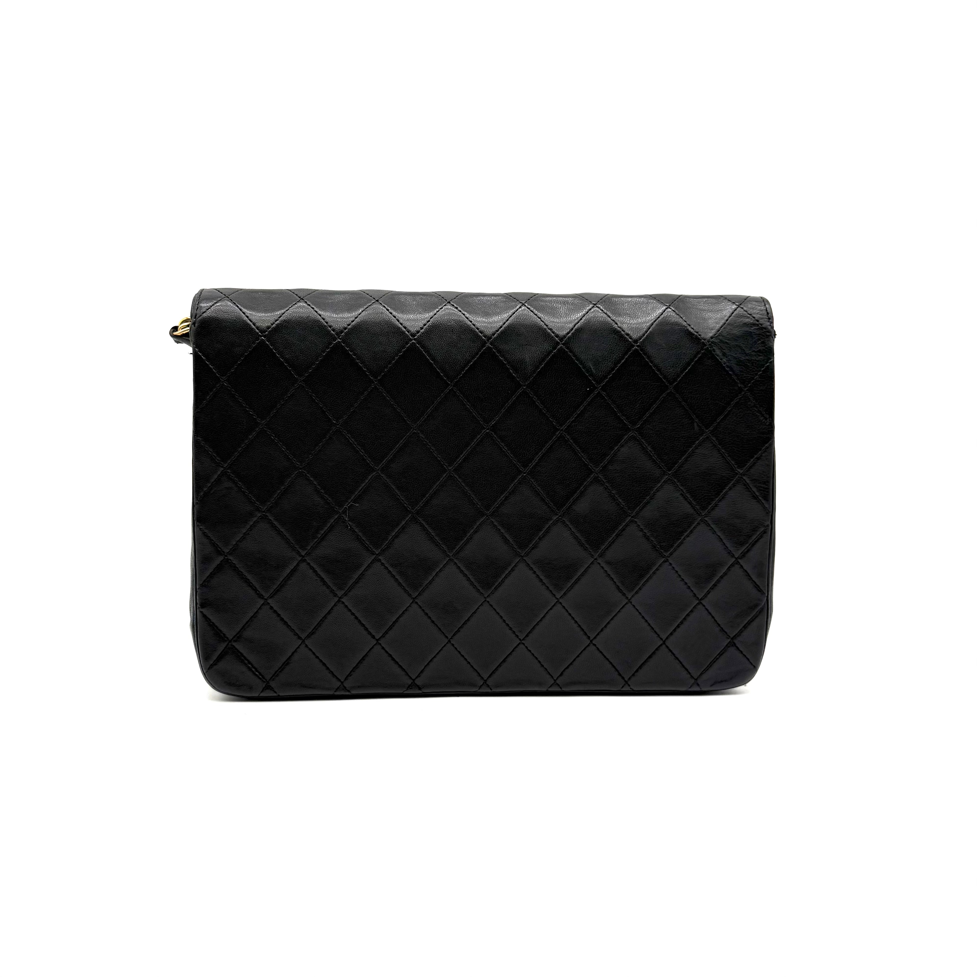 Vintage Chanel Quilted Flap Bag | Black Lambskin | Gold Hardware