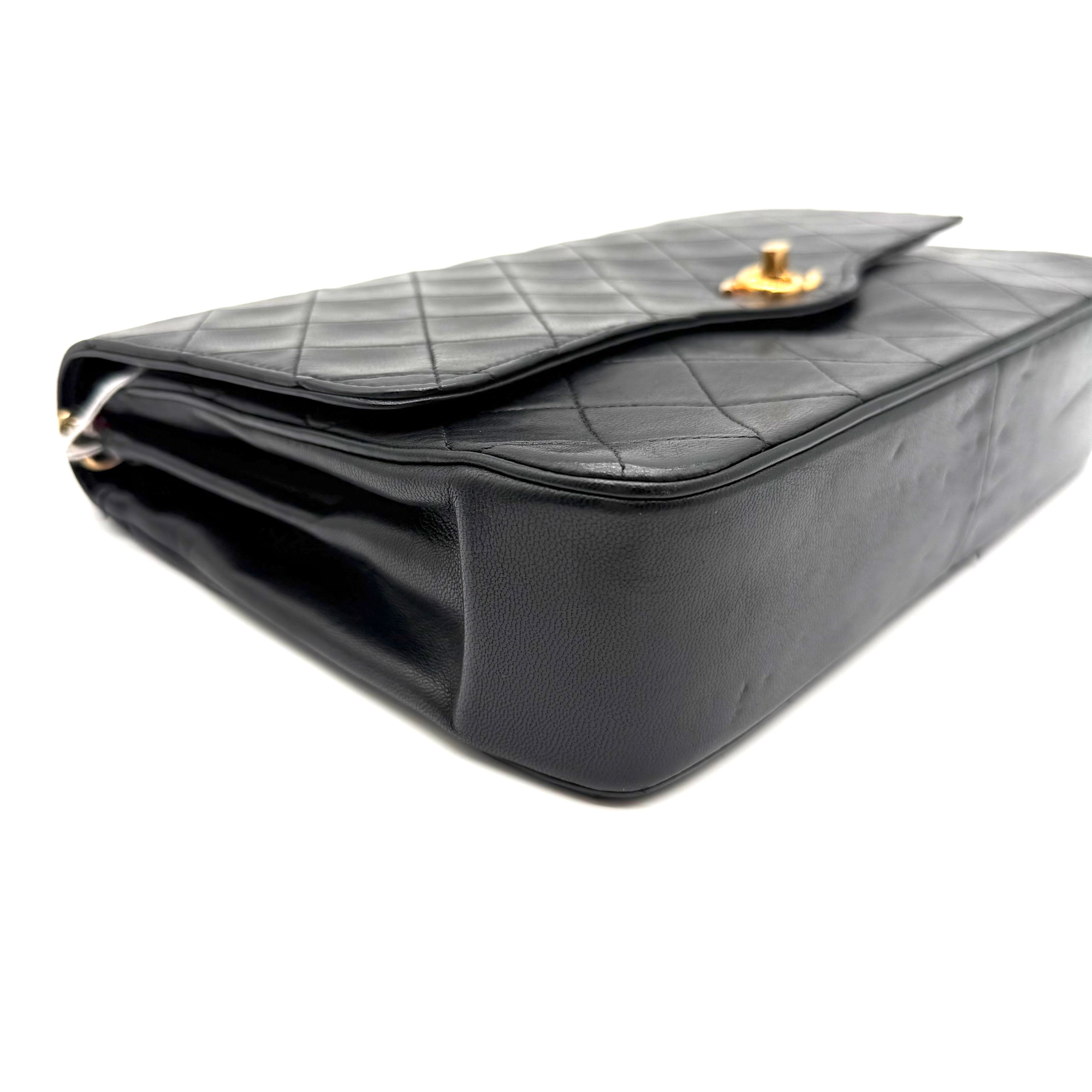 Vintage Chanel Quilted Flap Bag | Black Lambskin | Gold Hardware