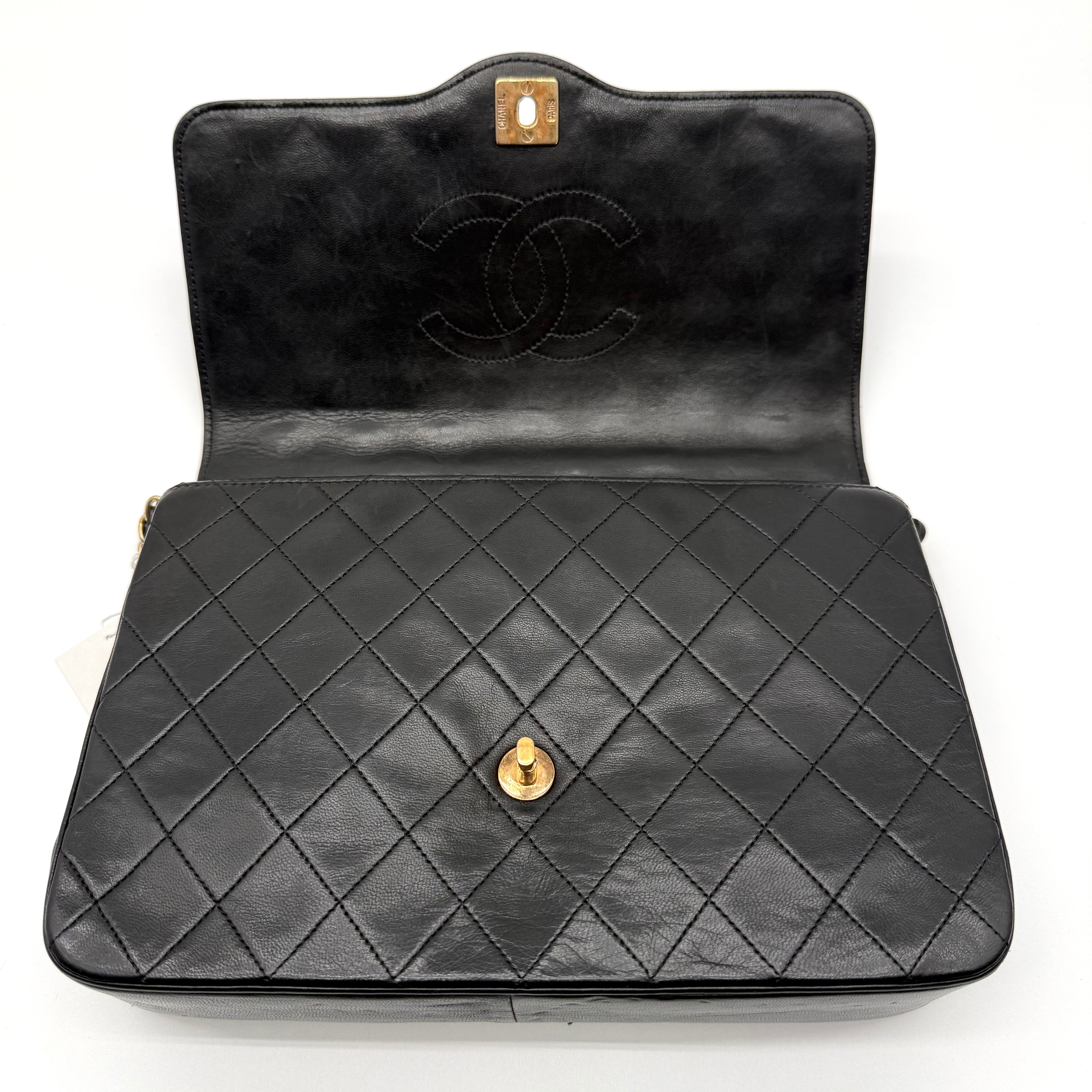 Vintage Chanel Quilted Flap Bag | Black Lambskin | Gold Hardware
