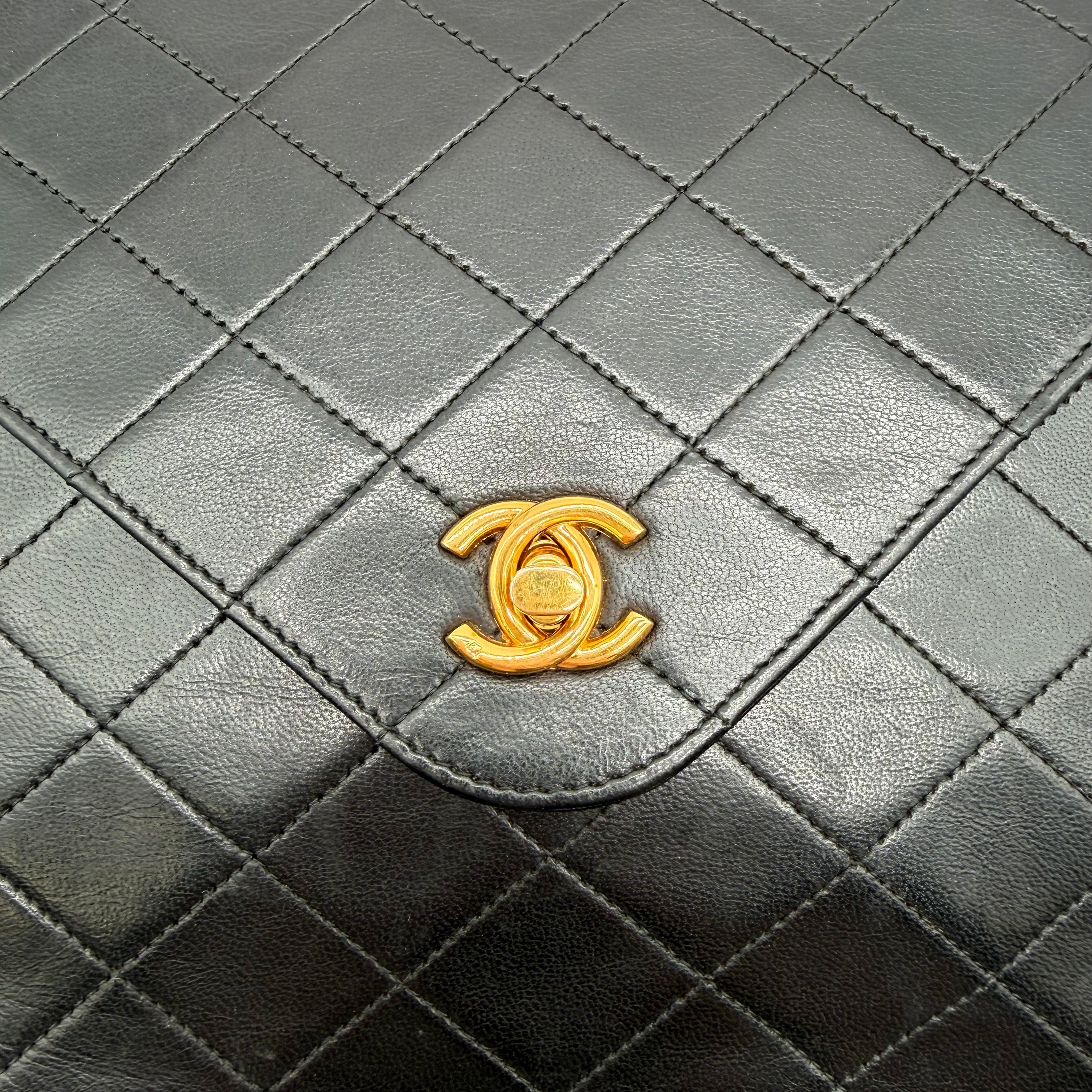 Vintage Chanel Quilted Flap Bag | Black Lambskin | Gold Hardware