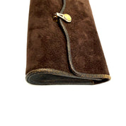 Vintage Fendi Suede Clutch | Brown Suede | Snakeskin Trim