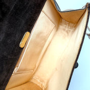 Vintage Fendi Suede Clutch | Brown Suede | Snakeskin Trim