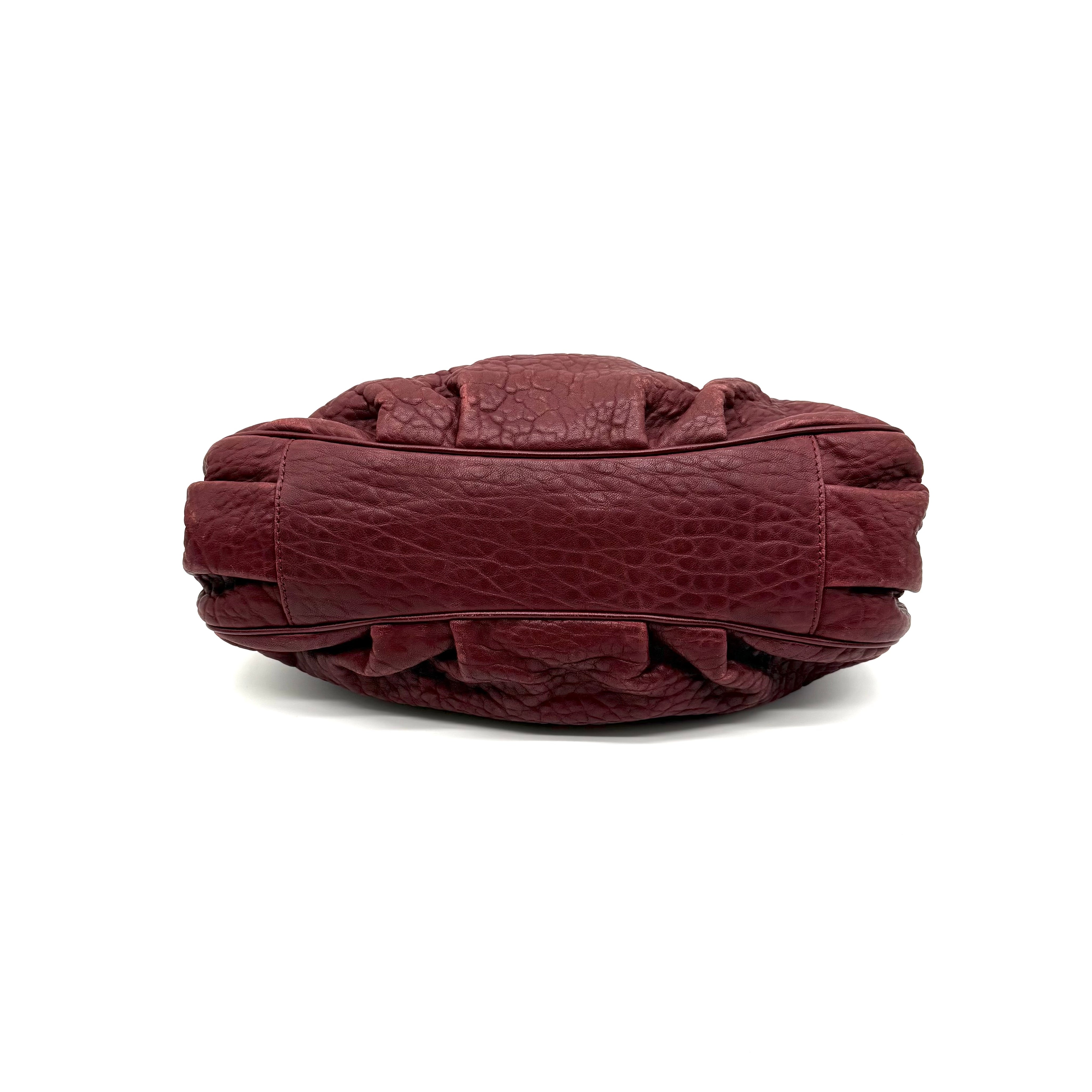Vintage Fendi Pebbled Leather Shoulder Bag | Oxblood | Gold Hardware