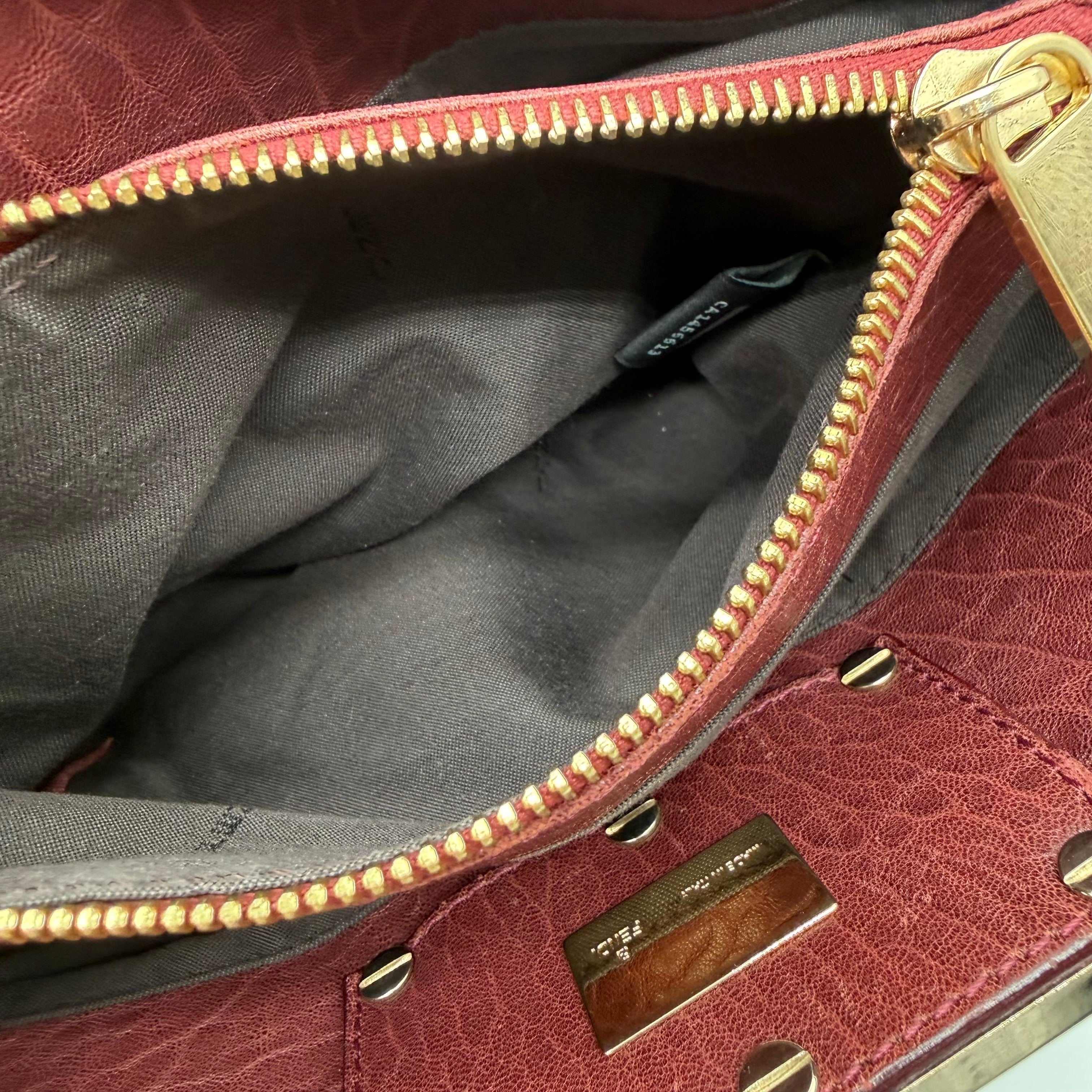 Vintage Fendi Pebbled Leather Shoulder Bag | Oxblood | Gold Hardware