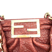 Vintage Fendi Pebbled Leather Shoulder Bag | Oxblood | Gold Hardware