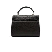 JRA | Kelly-Style Top Handle Bag | Ostrich Leather | Silver Hardware