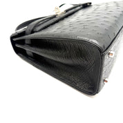 JRA | Kelly-Style Top Handle Bag | Ostrich Leather | Silver Hardware