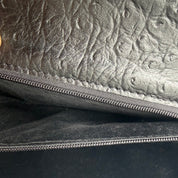 JRA | Kelly-Style Top Handle Bag | Ostrich Leather | Silver Hardware