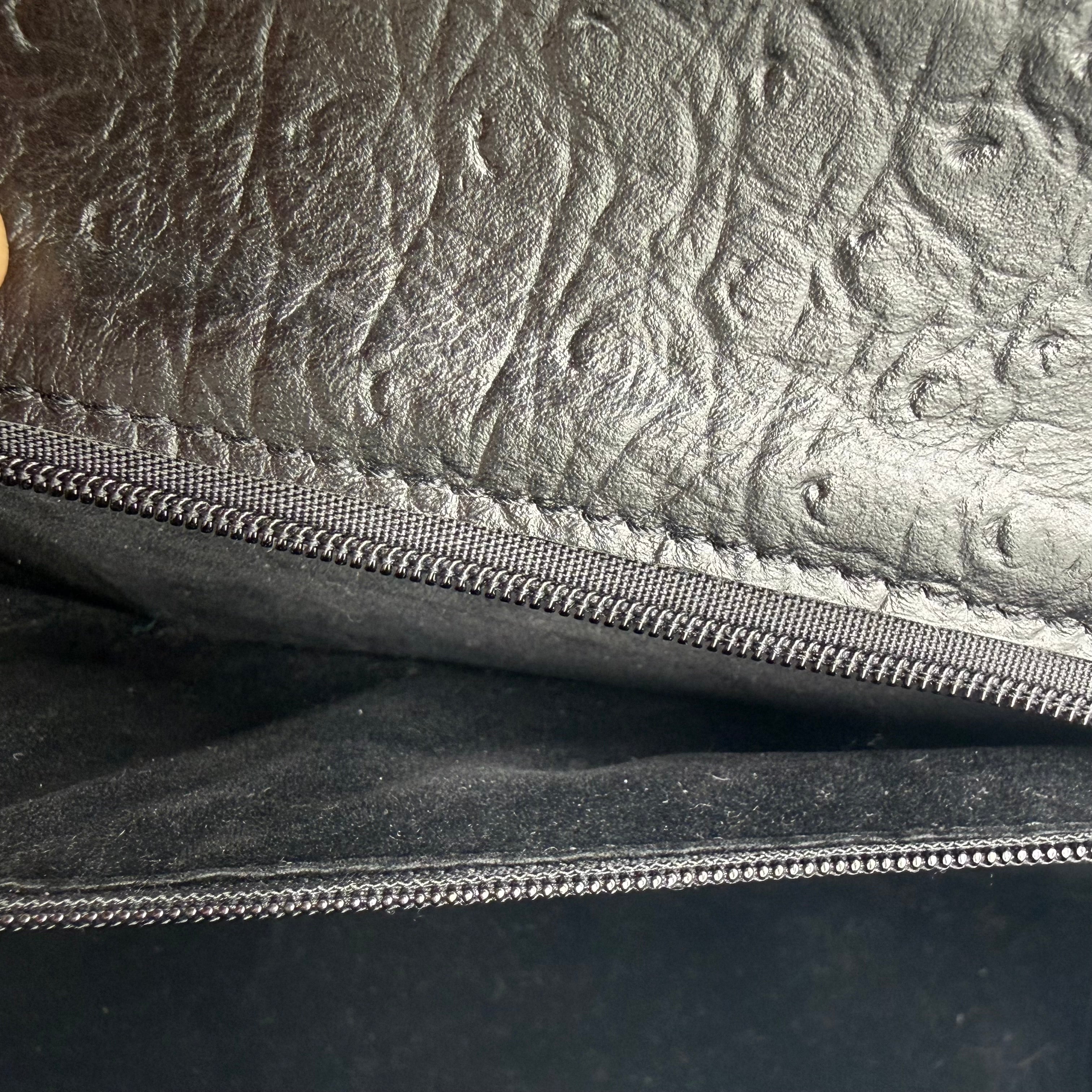 JRA | Kelly-Style Top Handle Bag | Ostrich Leather | Silver Hardware