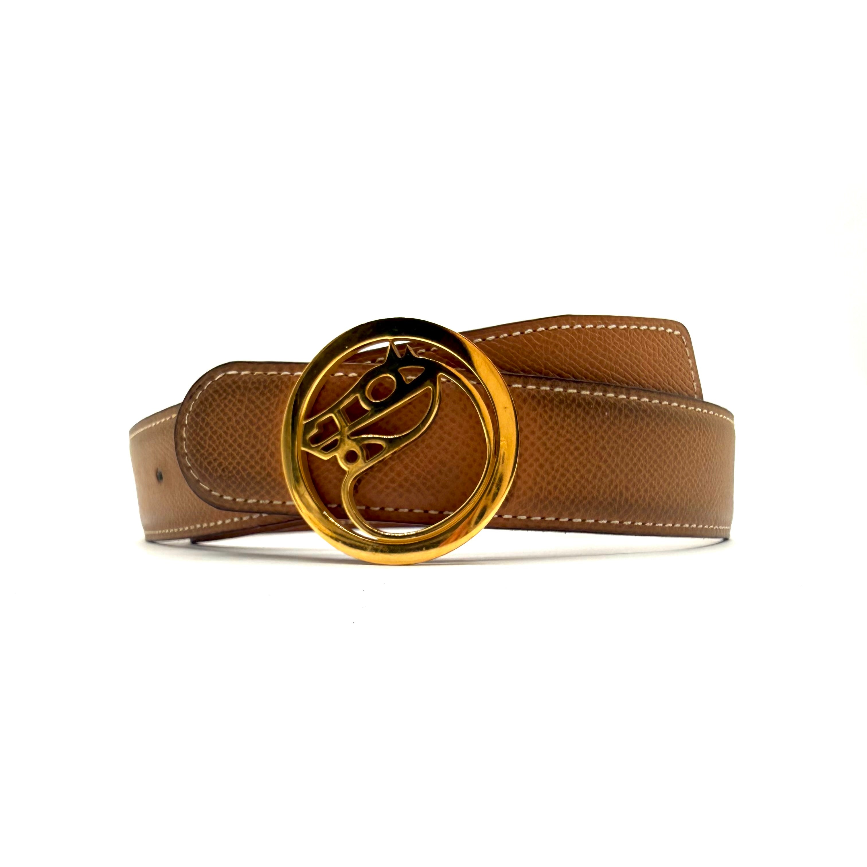 Hermès | Leather Belt | Gold Horse-Head Buckle (85cm)