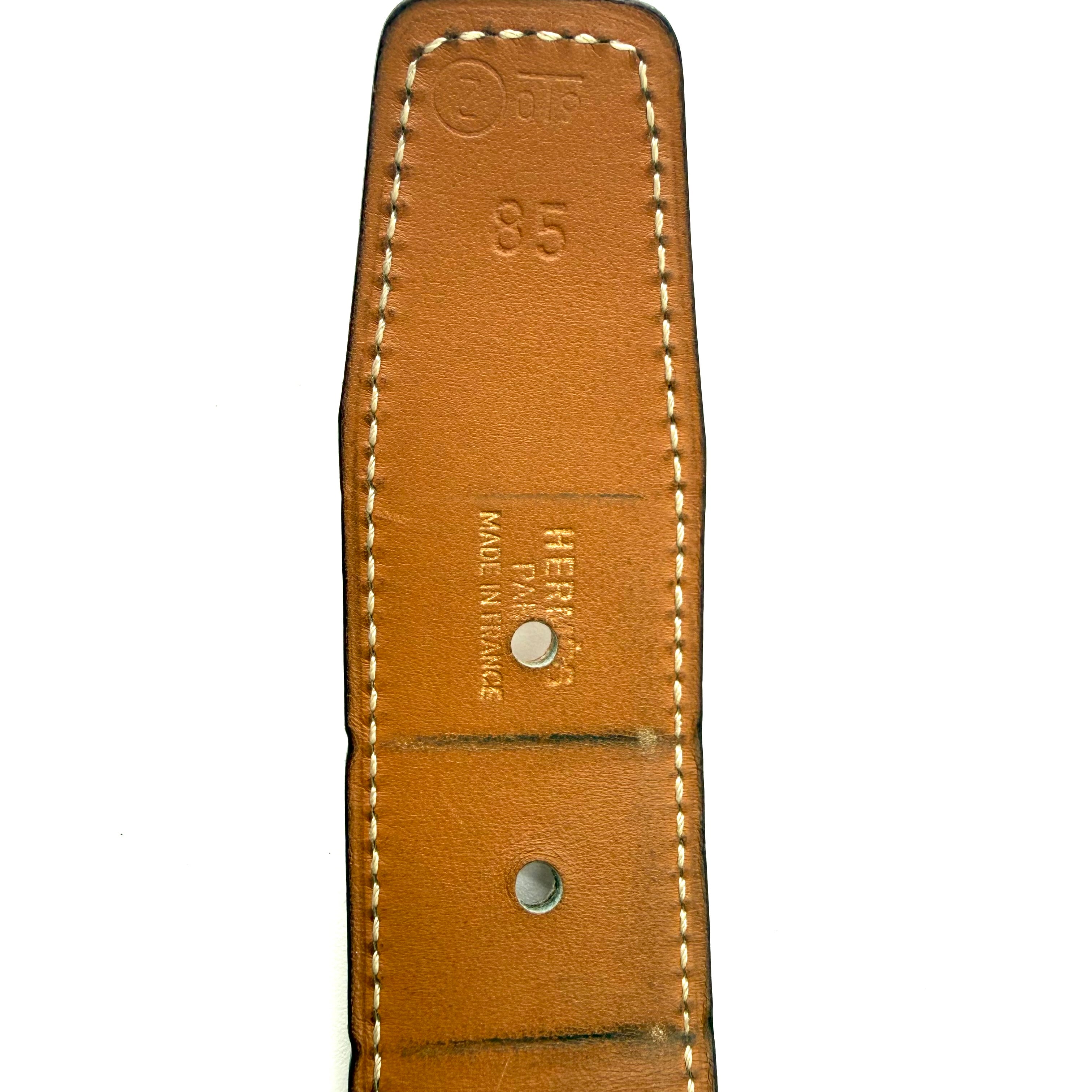 Hermès | Leather Belt | Gold Horse-Head Buckle (85cm)