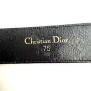 Christian Dior | Vintage Crocodile Belt | Black Leather | Gold Pentagon Buckle 75cm