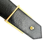 Christian Dior | Vintage Crocodile Belt | Black Leather | Gold Pentagon Buckle 75cm
