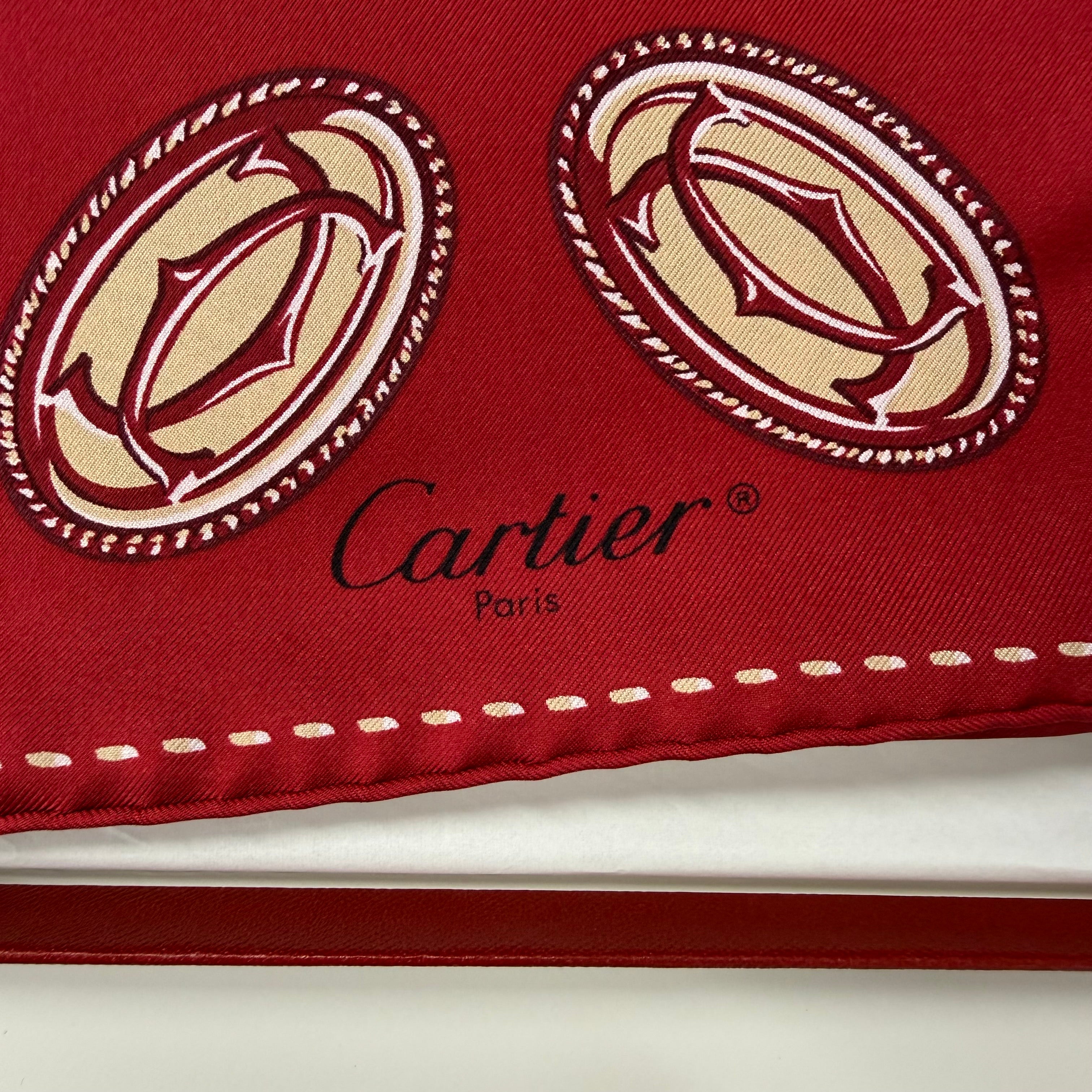 Silk Scarf | Interlocking C Logo Print | Red & Ivory (65cm)