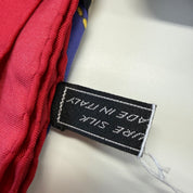 Céline | Silk Scarf | Equestrian Strap & Buckle Print | Red, Navy & Gold (80cm)