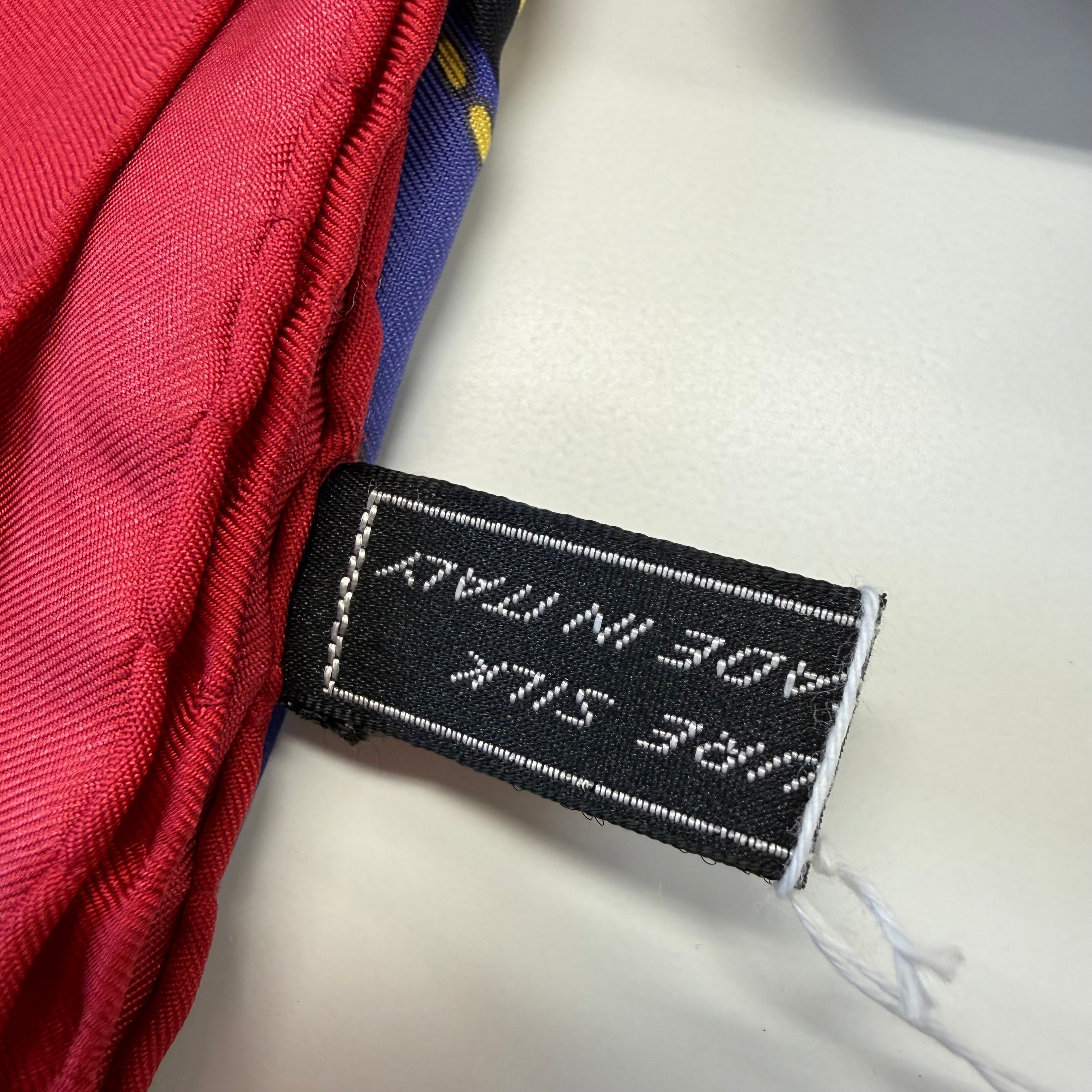 Céline | Silk Scarf | Equestrian Strap & Buckle Print | Red, Navy & Gold (80cm)