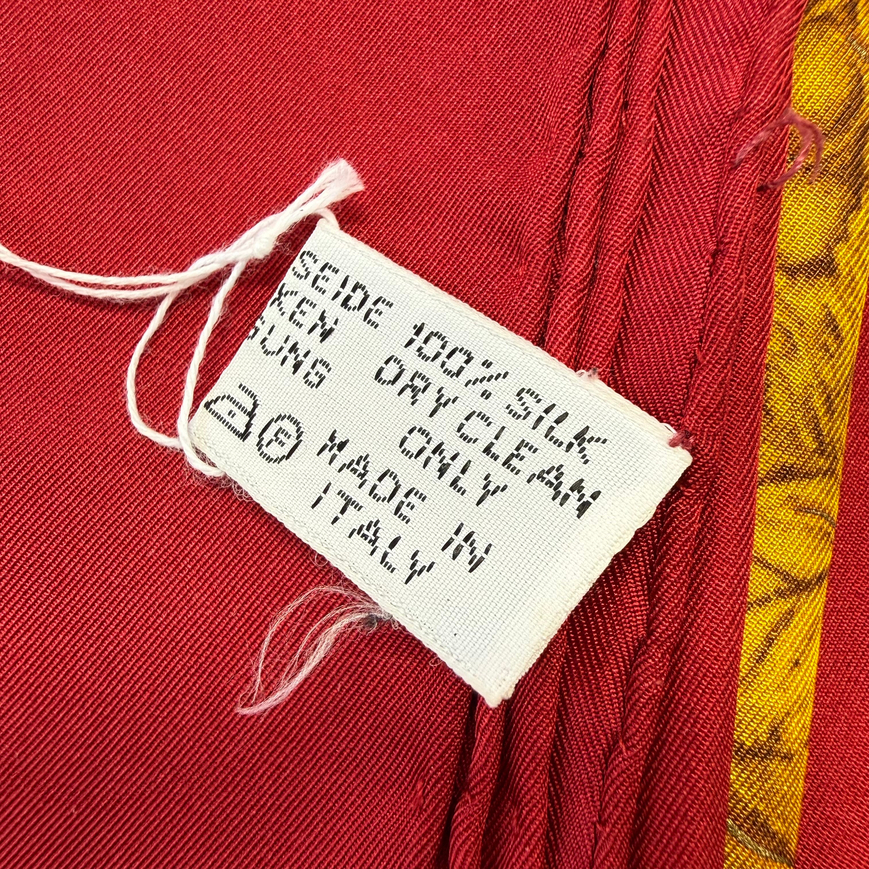 Chanel | Silk Scarf | Gilt Grapevine & Tassel Print | Red & Gold (90cm)