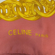 Céline | Silk Scarf | Shield & Chain Link Print | Blush Pink & Gold (85cm)