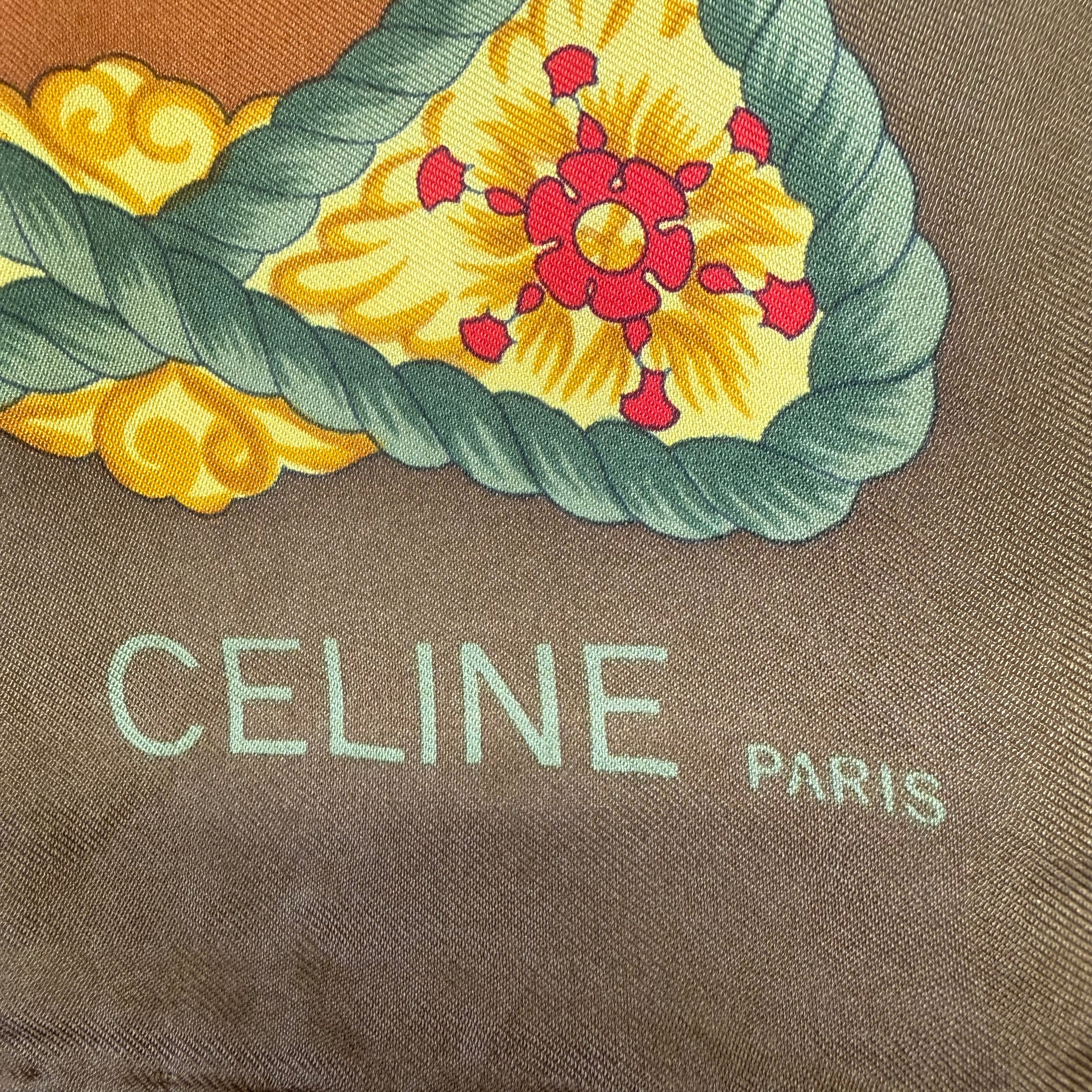 Céline | Silk Scarf | Cheetah & Baroque Medallion Print | Brown & Gold (85cm)
