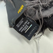Fendi | Zucca Monogram Wool Scarf | Black & Grey | Fringed Edge