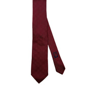 Gucci | Silk Tie | Diagonal Stripe & Crest Print | Red & Navy