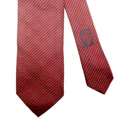 Gucci | Silk Tie | Diagonal Stripe & Crest Print | Red & Navy