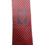 Gucci | Silk Tie | Diagonal Stripe & Crest Print | Red & Navy