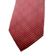 Gucci | Silk Tie | Diagonal Stripe & Crest Print | Red & Navy