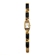 Loewe | Vintage Rectangular Watch | Gold-Plated | Chain & Leather Strap (~16.5cm)