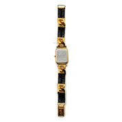 Loewe | Vintage Rectangular Watch | Gold-Plated | Chain & Leather Strap (~16.5cm)