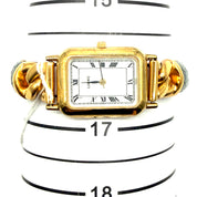 Loewe | Vintage Rectangular Watch | Gold-Plated | Chain & Leather Strap (~16.5cm)