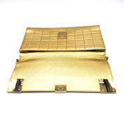 Chanel | Metallic Gold Chocolate Bar Flap Clutch | Chain Strap | Gold Hardware