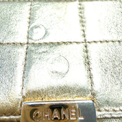 Chanel | Metallic Gold Chocolate Bar Flap Clutch | Chain Strap | Gold Hardware